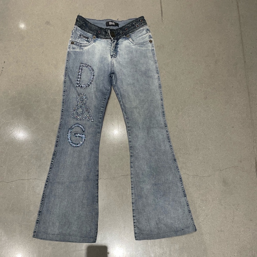 D&G Women's Light Blue Wide Leg Jeans